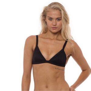 L’URV Ride or Die Bikini Top Ribbed Black Gold Hardware NWT Size M